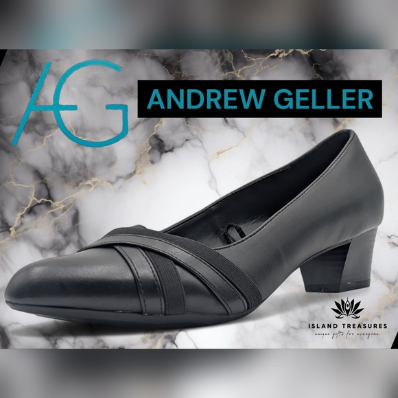 Andrew Geller Shoes - NWT Andrew Geller Olena 8.5W Block Heel Black Criss-Cross Vamp Cushioned Sole